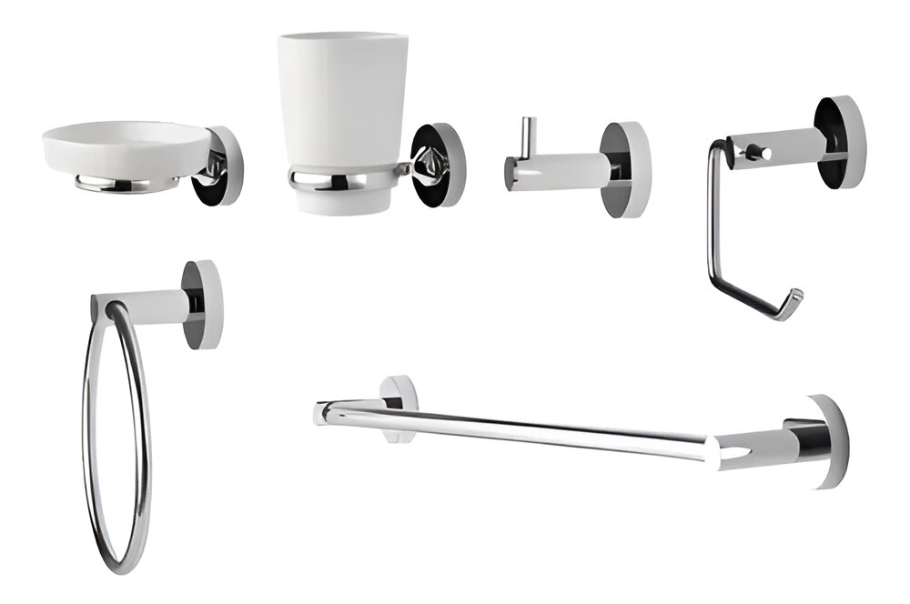 JUEGO ACCESORIOS BAÑO REDONDO 6 PZAS MOON MHILER