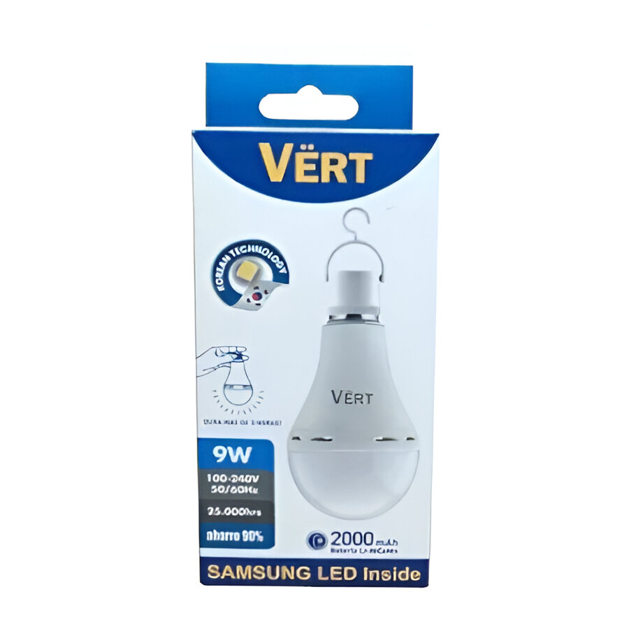 BOMBILLO LED 9W, EMERGENCIA, E27 LUZ BLANCA