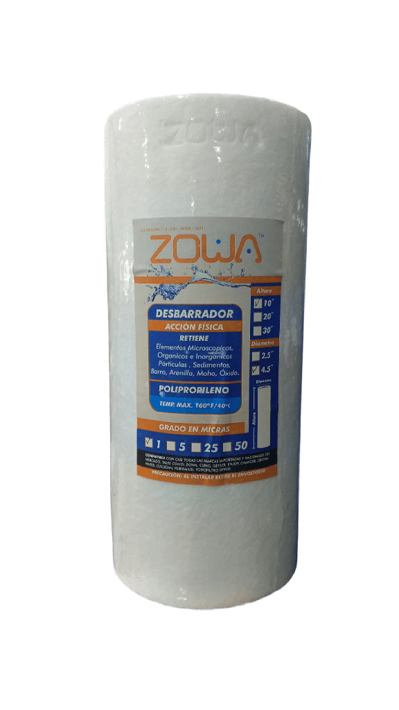 CARTUCHO CELULOSA 10" X 4,5", 1 MICRAS ZOWA