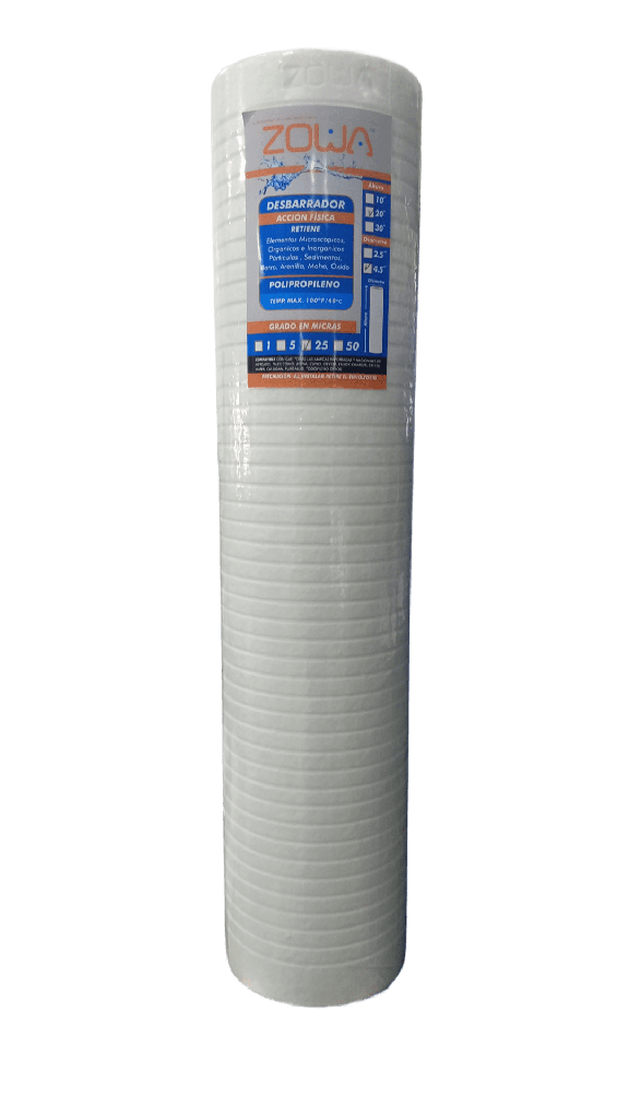 CARTUCHO CELULOSA 20" X 4,5", JUMBO JC-25MIC, ZOWA