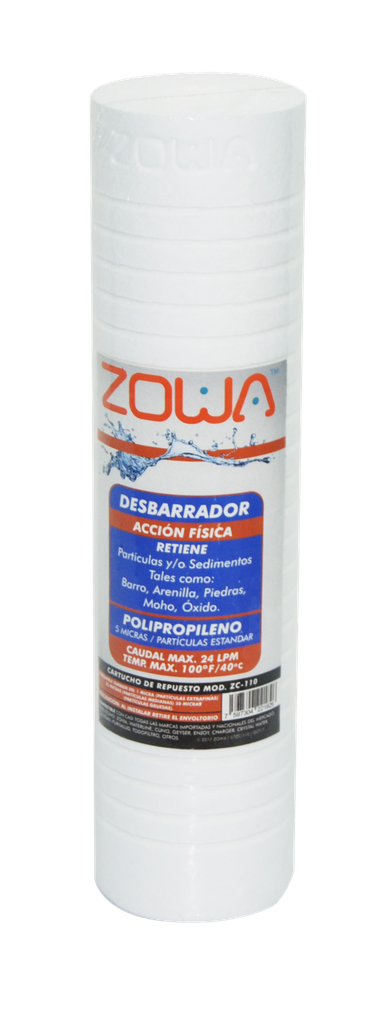 CARTUCHO 10" X 2,5" CELULOSA, 25 MICRAS, SERIE CR-110 ZOWA