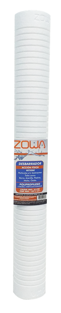 CARTUCHO 20" X 2,5" CELULOSA 25 MICRAS, ZOWA
