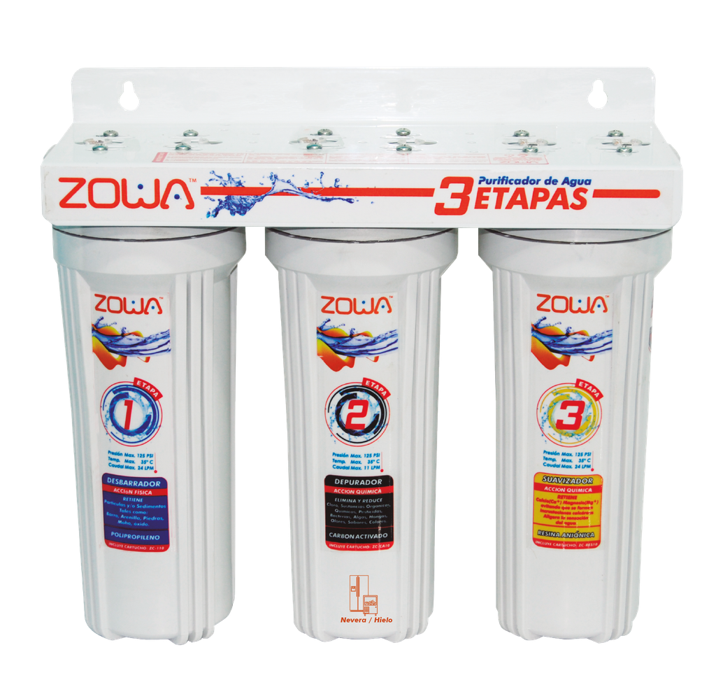 SISTEMA DE PURIFICACION, NEVERA, 3 ETAPAS, ZOWA