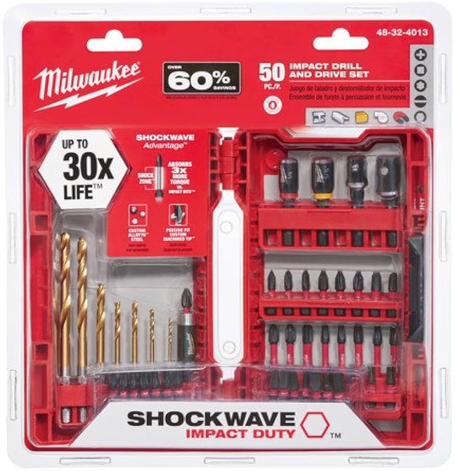 JUEGO DE MECHAS Y PUNTAS DE IMPACTO DE 50 PIEZAS MILWAUKEE
