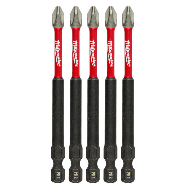 EMPAQUE DE 5 PUNTAS PARA DESTORNILLADOR DE IMPACTO PH N°2 3-1/2" SHOCKWAVE MILWAUKEE