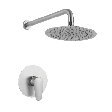 KIT DE DUCHA DE ACERO INOXIDABLE CROMADO REDONDO (REGADERA+GRUPO) BARI