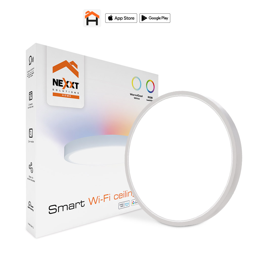 LAMPARA DE TECHO INTELIGENTE WIFI LUZ BLANCA Y ANILLO RGB  NHBC810  NEXXT                                               