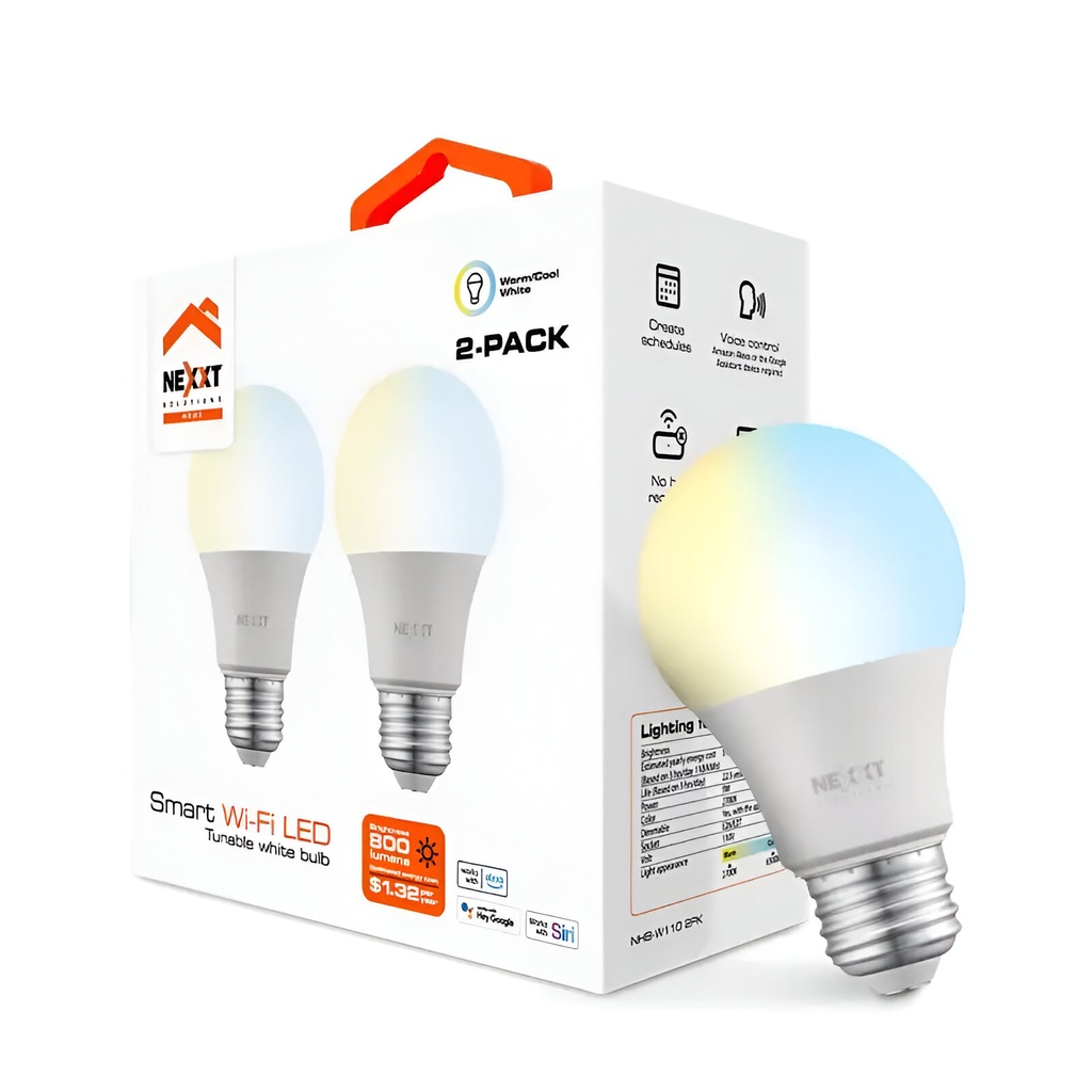 BOMBILLO LED INTELIGENTE 110V A19 WIFI REGULABLE BLANCO  NHBW1102K  NEXXT                                               