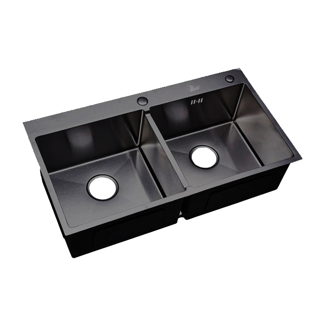 FREGADERO DOBLE TINA ACERO INOX NEGRO ST 82X45X22 BARI   BARI                                                           