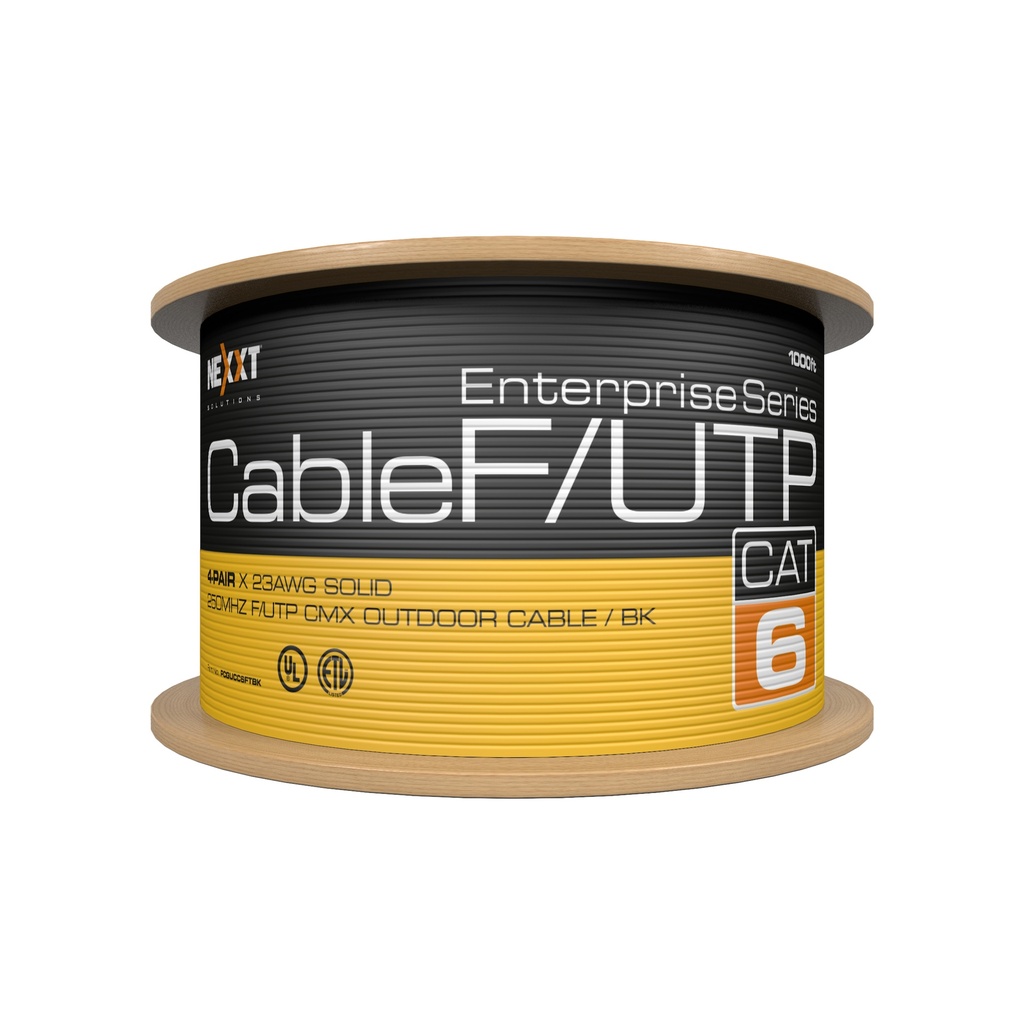 BOBINA DE CABLE UTP CAT.6 4PARES 23AWG 305M CMX PARA EXTERIORES NEGRA  AB356NXT07  NEXXT                                   