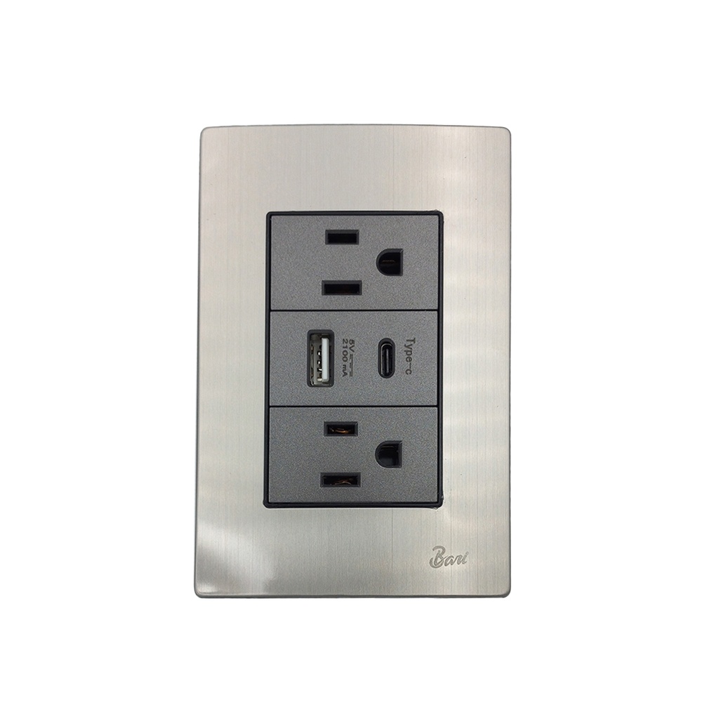 TOMA DOBLE USB SERIE INOX  BARI                                                                                         