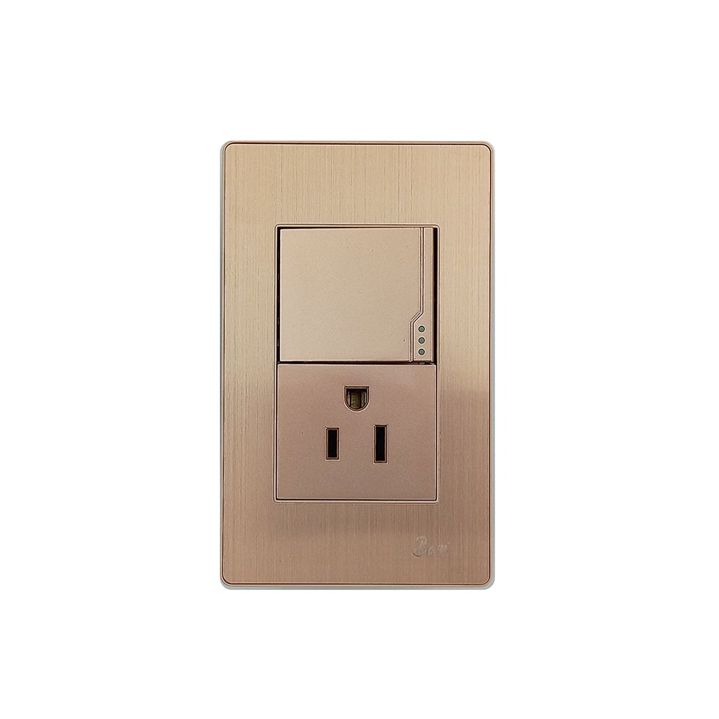 INTERRUPTOR+TOMA DOBLE CON TIERRA OTTONE  BARI                                                                          