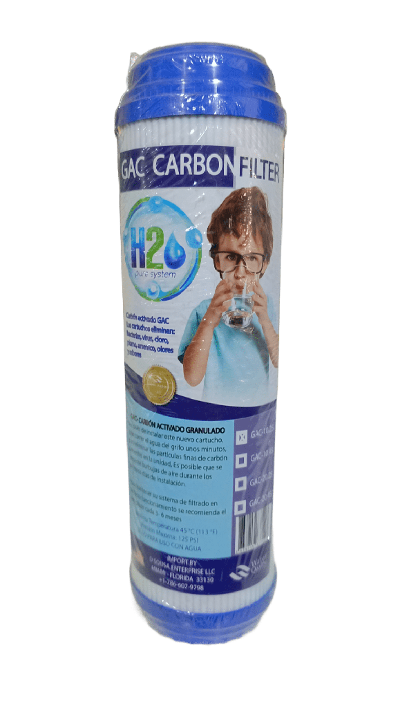 CARTUCHO DEPOURADOR CARBON ACTIVADO 10"X2.5"  H2O                                                                                     