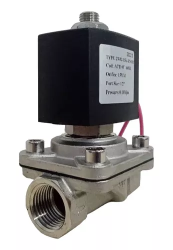VALVULA SELENOIDE 1/2" INOX, NORMALMENTE ABIERTA 110V