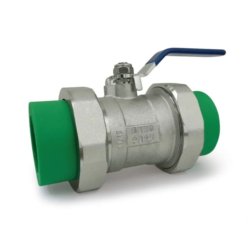 LLAVE ESFERICA PPR DOBLE UNION DE 1/2" ACERO INOX 304 QM                                                     