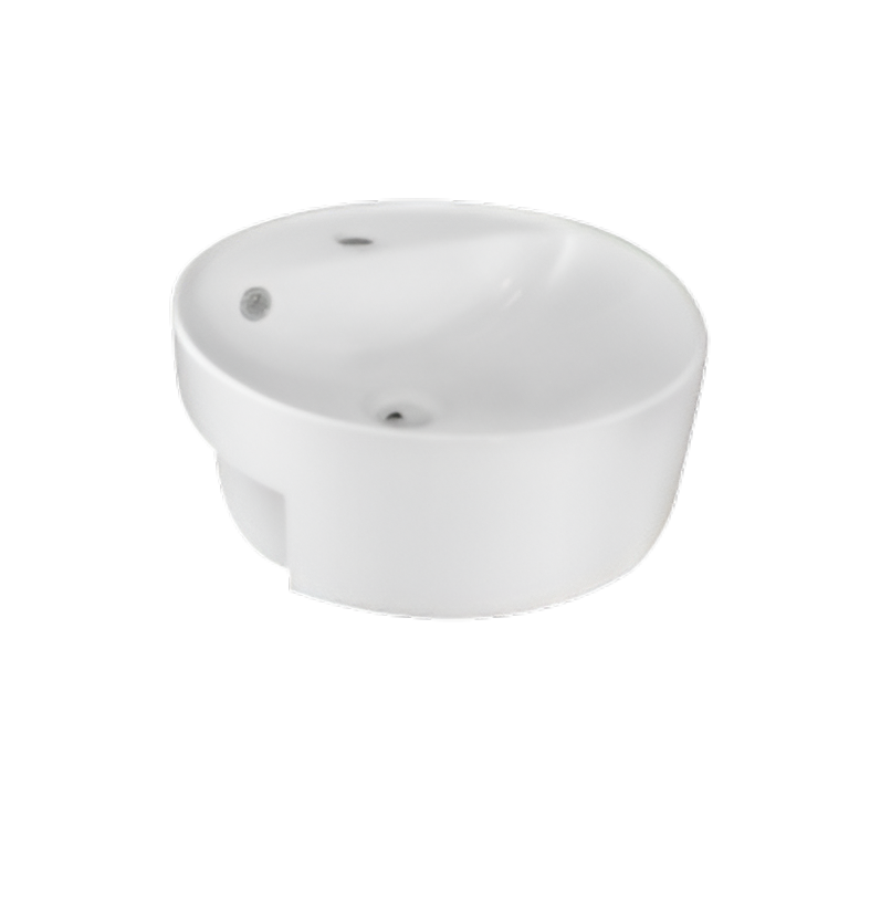 LAVAMANOS  DE CERAMICA SEMI EMPOTRADO 43X43X18 CM, METALES ALEADOS                                                      