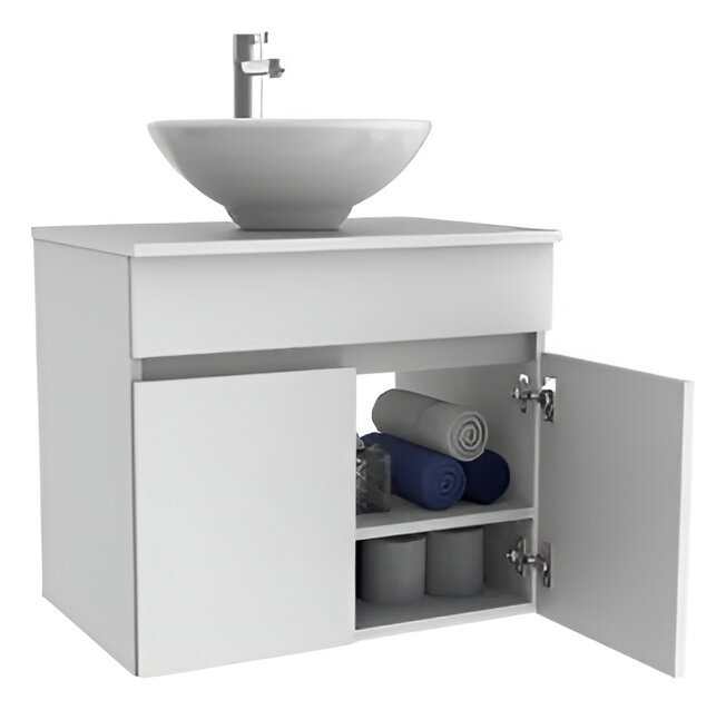 MUEBLE DE BAÑO BLANCO 420X42X40 CM, C/LAVAMANOS+GABINETE, 1007, METALES ALEADOS                                         