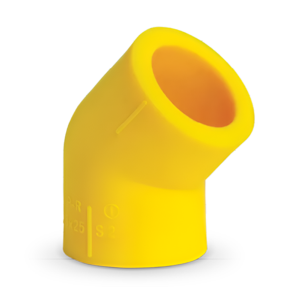 CODO LISO 20 MMX45°, LINEA AMARILLA, DONSEN