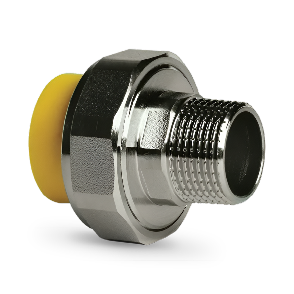 UNIÓN CON ROSCA MACHO DE 20 MM X 1/2", LINEA AMARILLA, DONSEN