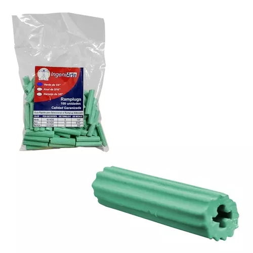 RAMPLUG VERDE 1.1/2"X1/4". BOLSA