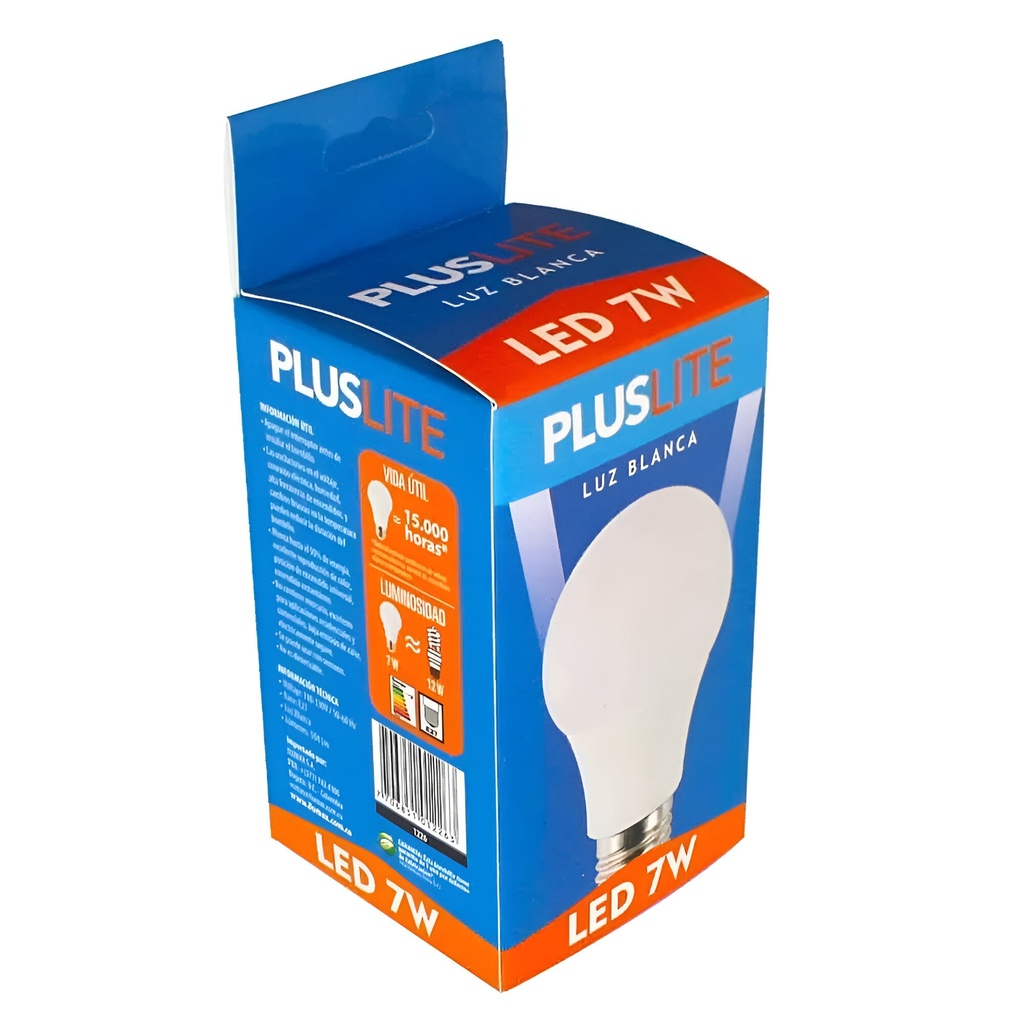 BOMBILLO LED 7W, LUZ BLANCA E27, LEDPLUS