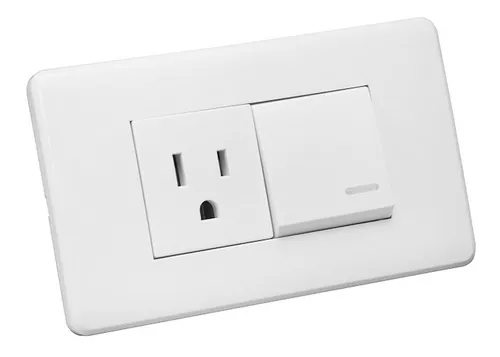 INTERRUPTOR + TOMA 2P+T, BLANCO, GENEMAX