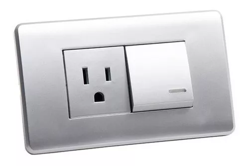 INTERRUPTOR + TOMA 2P+T, ALUMINIO, GENEMAX