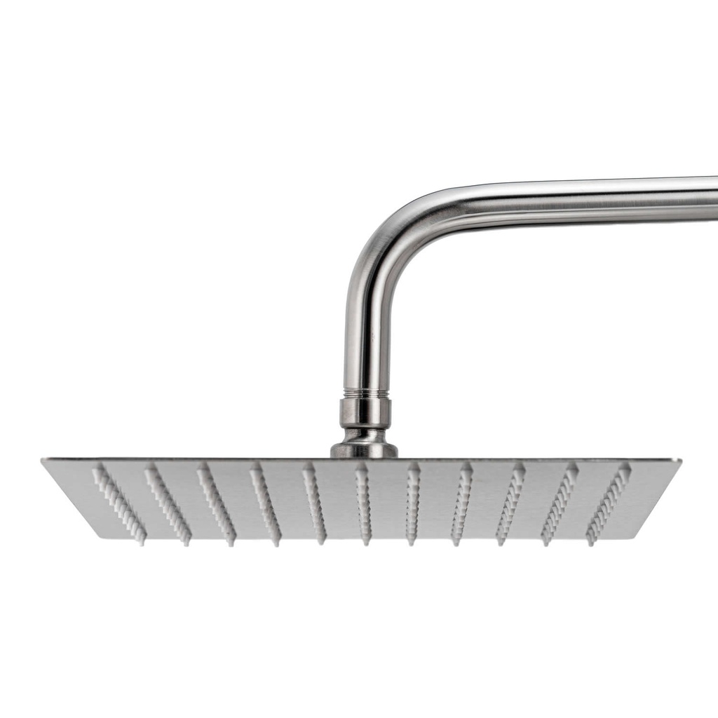 REGADERA CUADRADA ULTRADELGADA 10", SATINADA, C/TUBO, BD-HLFL10, OMEGA