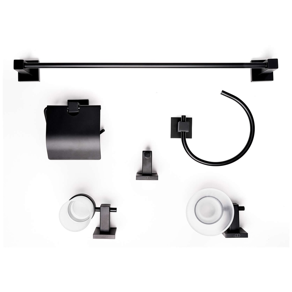 JUEGO DE ACCESORIOS P/BAÑO DE 6 PCZ, CUADRADO NEGRO 50200-MB , OMEGA 