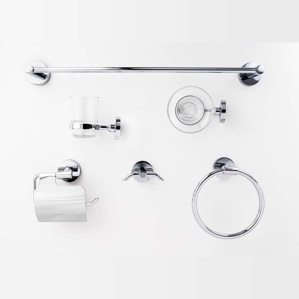 JUEGO DE ACCESORIOS P/BAÑO, REDONDO SATINADO 5100-CP , OMEGA 
