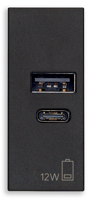 ALIMENTADOR USB A+C 5V 2.4A NEGRO LINEA VIMAR