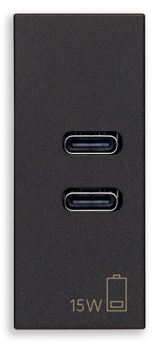 ALIMENTADOR USB C+C 5V 3A NEGRO LINEA VIMAR