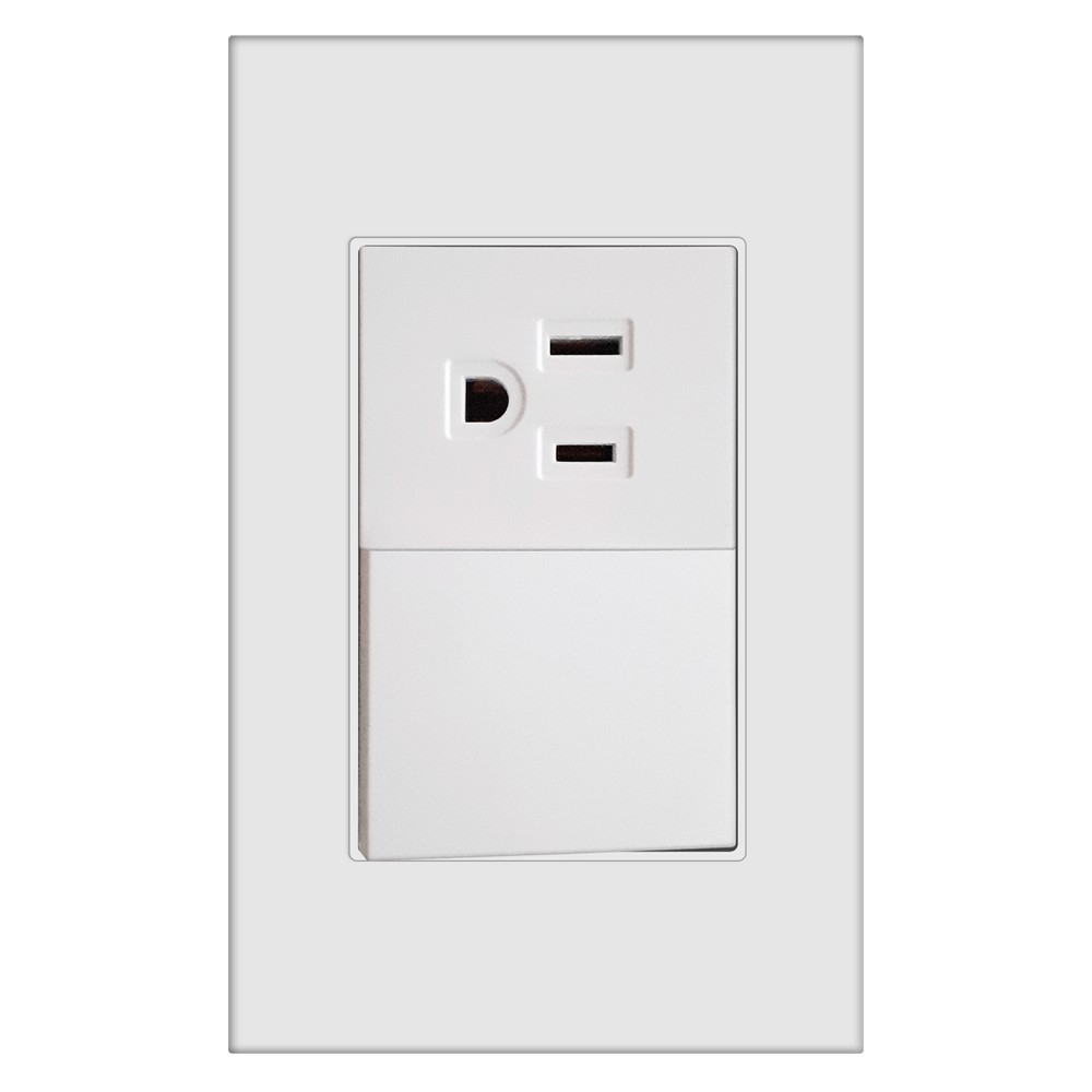 INTERRUPTOR + TOMACORRIENTE C/TIERRA 15AMP - 125V  BLANCO-DELUXE,TANIA