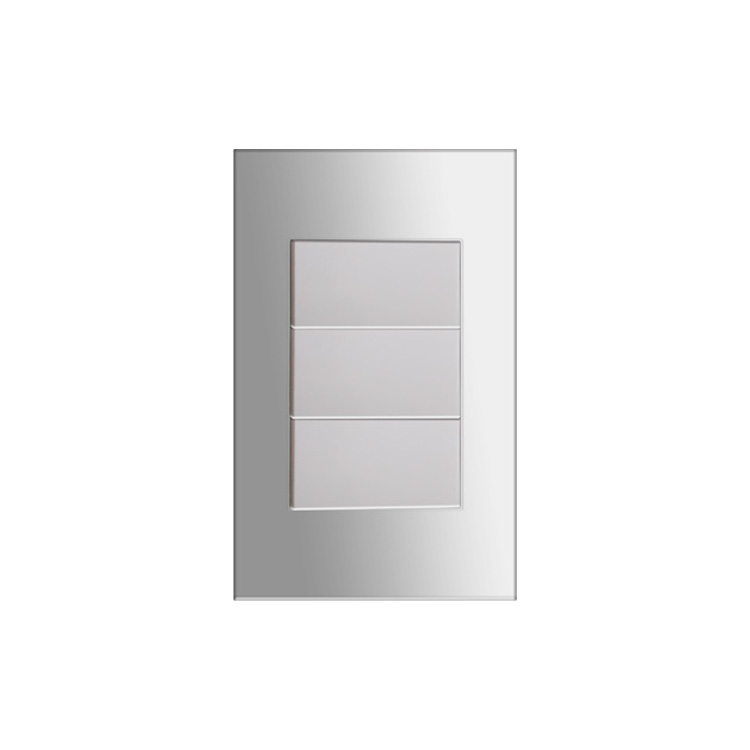 INTERRUPTOR TRIPLE 15AMP - 125V BLANCO METALICO PLATA,TANIA