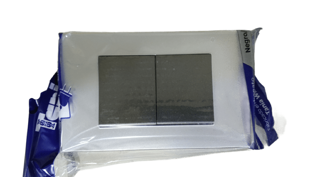 INTERRUPTOR DOBLE 15AMP - 125V NEGRO METALICO PLATA,TANIA