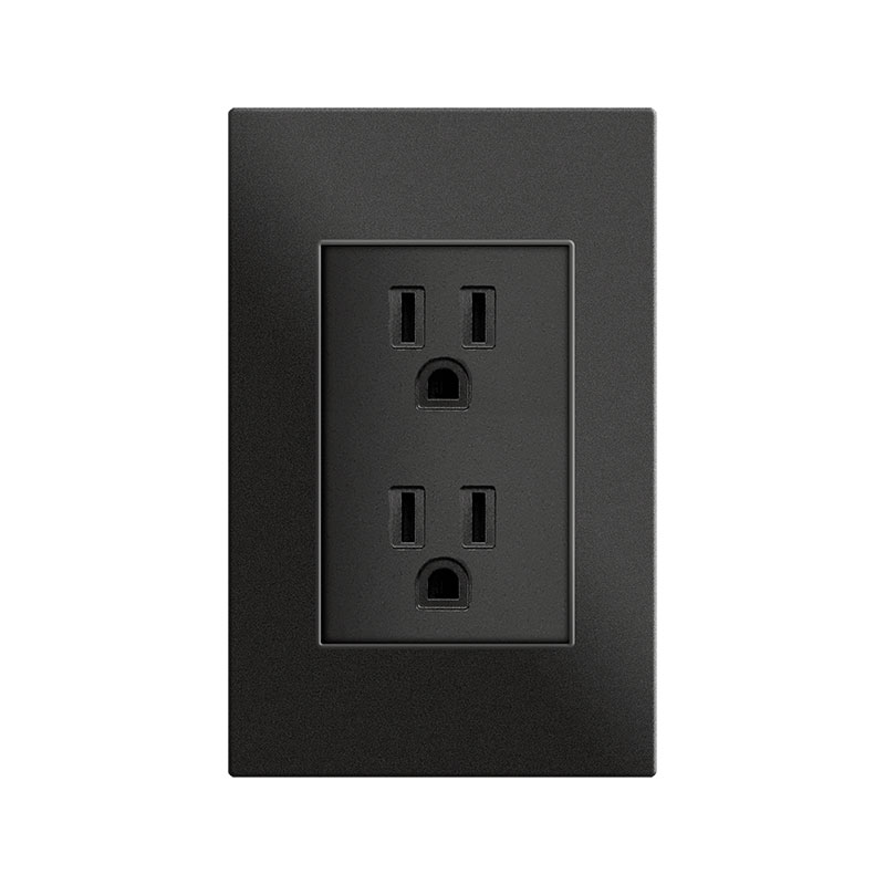 RECEPTACULO DOBLE C/TIERRA 15AMP - 125V NEGRO,TANIA