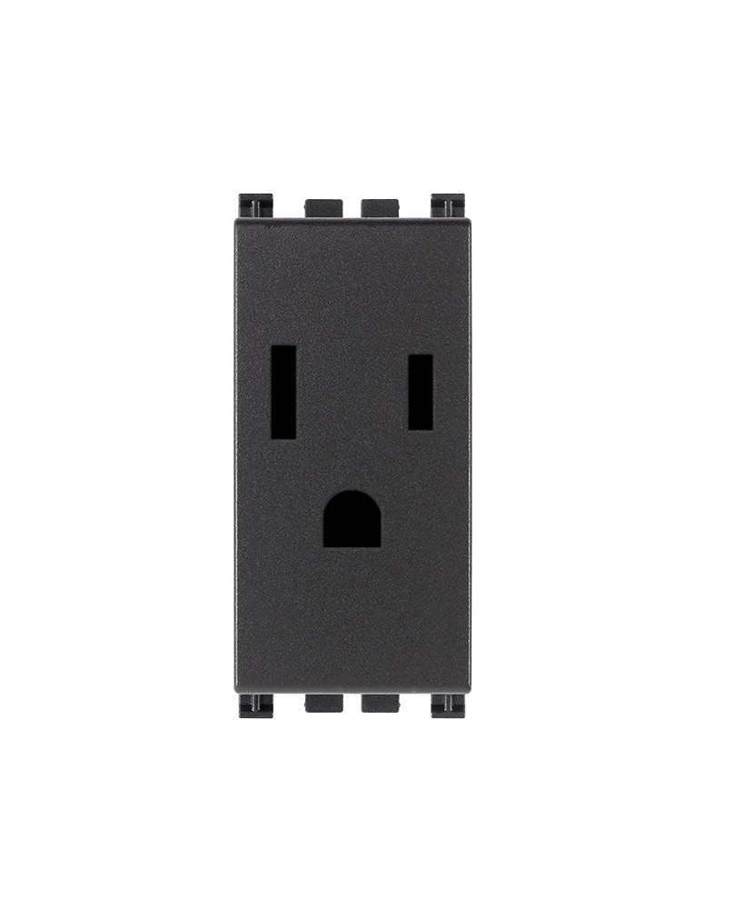 TOMACORRIENTE SENCILLO 2P 15A AMERICANO GRIS ARKE VIMAR