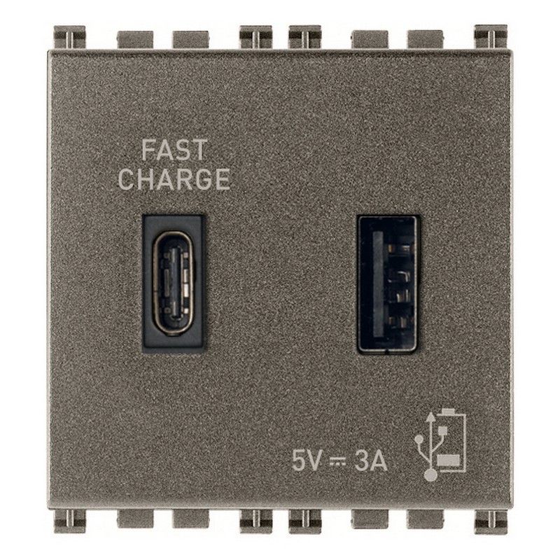 ALIMENTADOR USB 2M A+C 5V 3A 15W METAL ARKE VIMAR