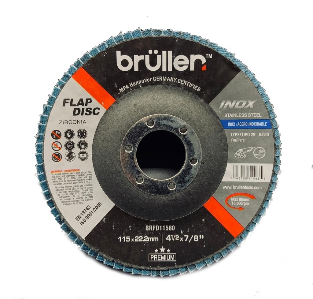 DISCO FLAP GRANO 80 7" ZIRCONIA BRULLEN