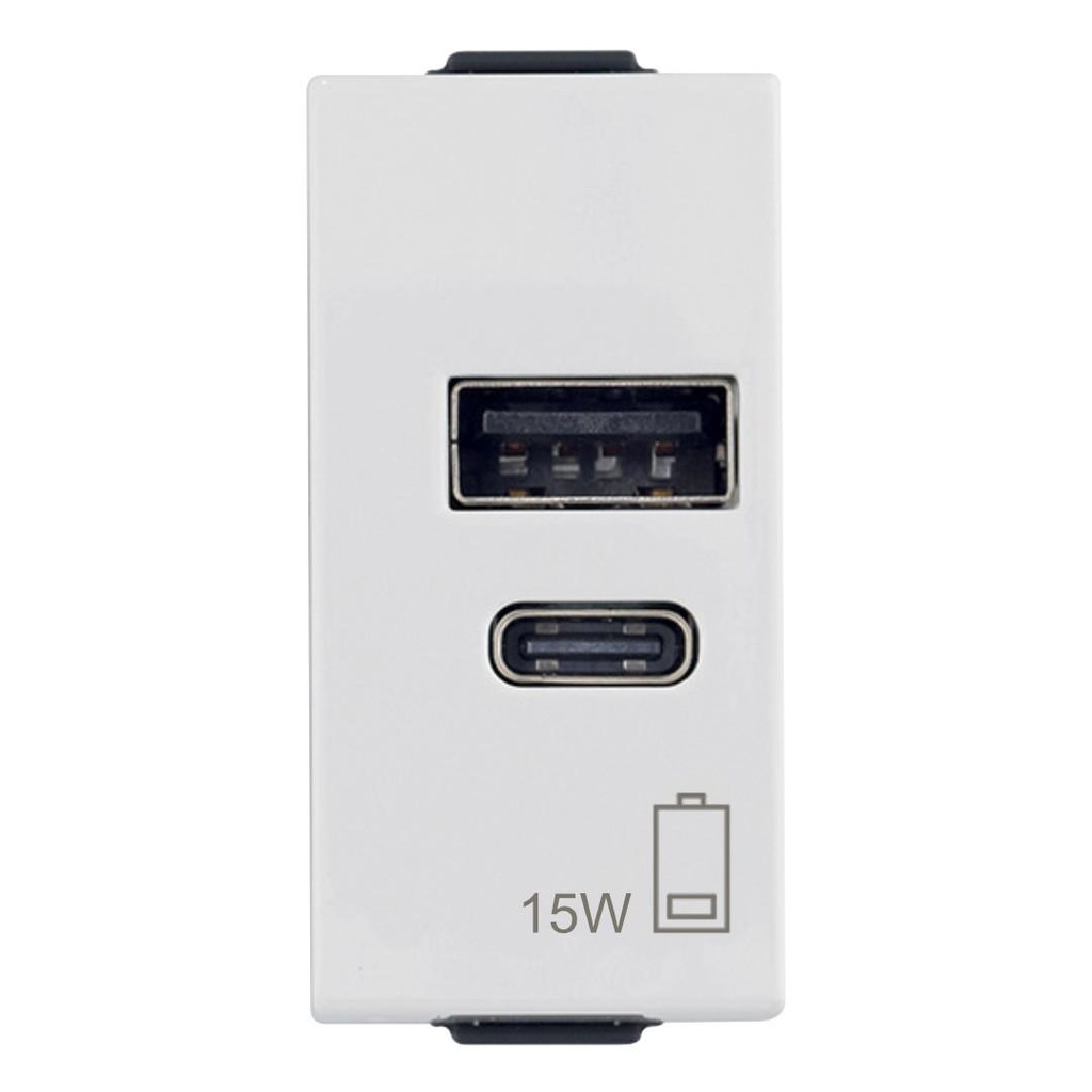 ALIMENTADOR USB A+C 15W 5V 1M BLANCO NEVE VIMAR