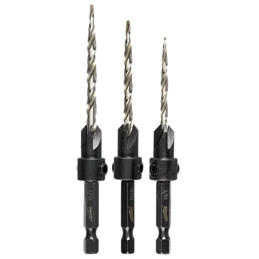 BROCAS AVELLANADORAS 4 PZAS (9/64"-11/64"-3/16") MILWAUKEE