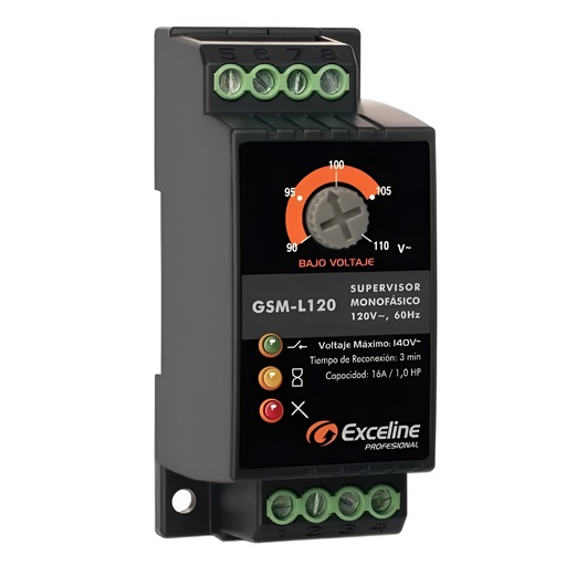 [90.02.038] SUPERVISOR MONOFASICO 120V, GSM-L120, 16 AMP, 1HP, EXCELINE
