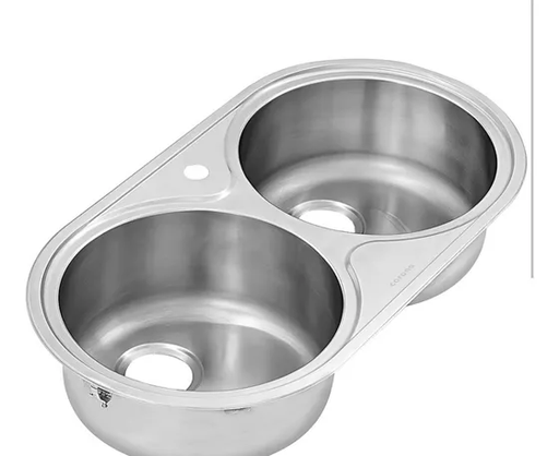 [90.01.FR5201] FREGADERO REDONDO LOE8646, DOBLE PONCHERA, FANAINOX