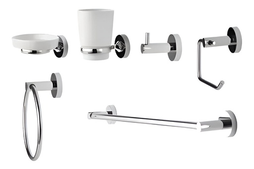 [79.M2162] JUEGO ACCESORIOS BAÑO REDONDO 6 PZAS MOON MHILER