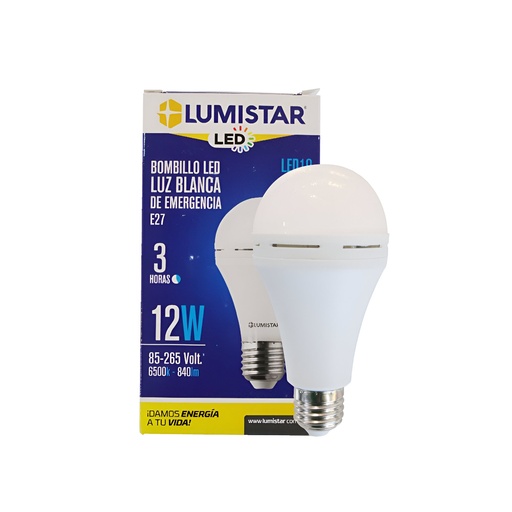 [60.11.EM12W] BOMBILLO LED 12W, EMERGENCIA, E27 LUZ BLANCA