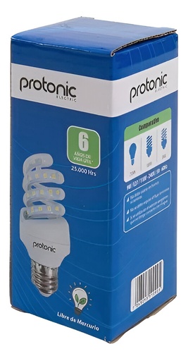 [60.11.EPL9Y] BOMBILLO LED  9W, ESPIRAL,  PROTONIC -  YANYUN, E27 LUZ BLANCA