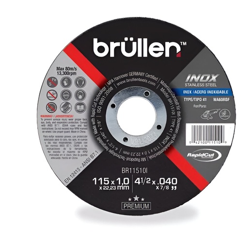 [03.01.BR11560M] DISCO DE ESMERILAR  4.1/2" METAL, BRULLEN