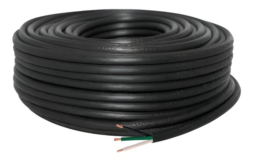 [12.01.TSN.3X12] CABLE DE COBRE DE COBRE TSN 3 X 12 AWG 600 VOLT ENGOMADO COLOR NEGRO