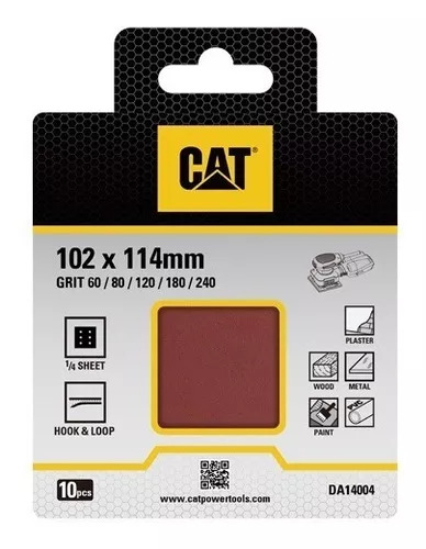 [31.DA14004] JUEGO DE 10 HOJAS LIJA 102 mm X114 mm, GRANO 60/802/120/180/240,  DA014004, CAT