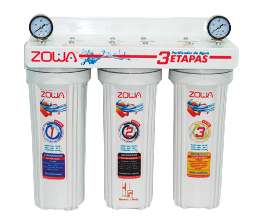 [79.17.ZP.COCI.PREMIUM] SISTEMA DE PURIFICACION 3 ETAPAS + MANOMETRO,  ZOWA - USO DOMESTICO -